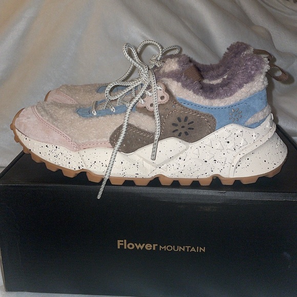 Flower Mountain KOTETSU Shearling and Suede Sneakers in Dove  grey-Beige - Picture 12 of 16